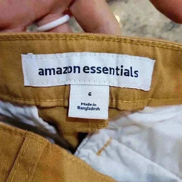 Amazon Essentials Women's Yellow Cotton/Spandex Flat Front Chino Shorts NEW - Picture 8 of 10